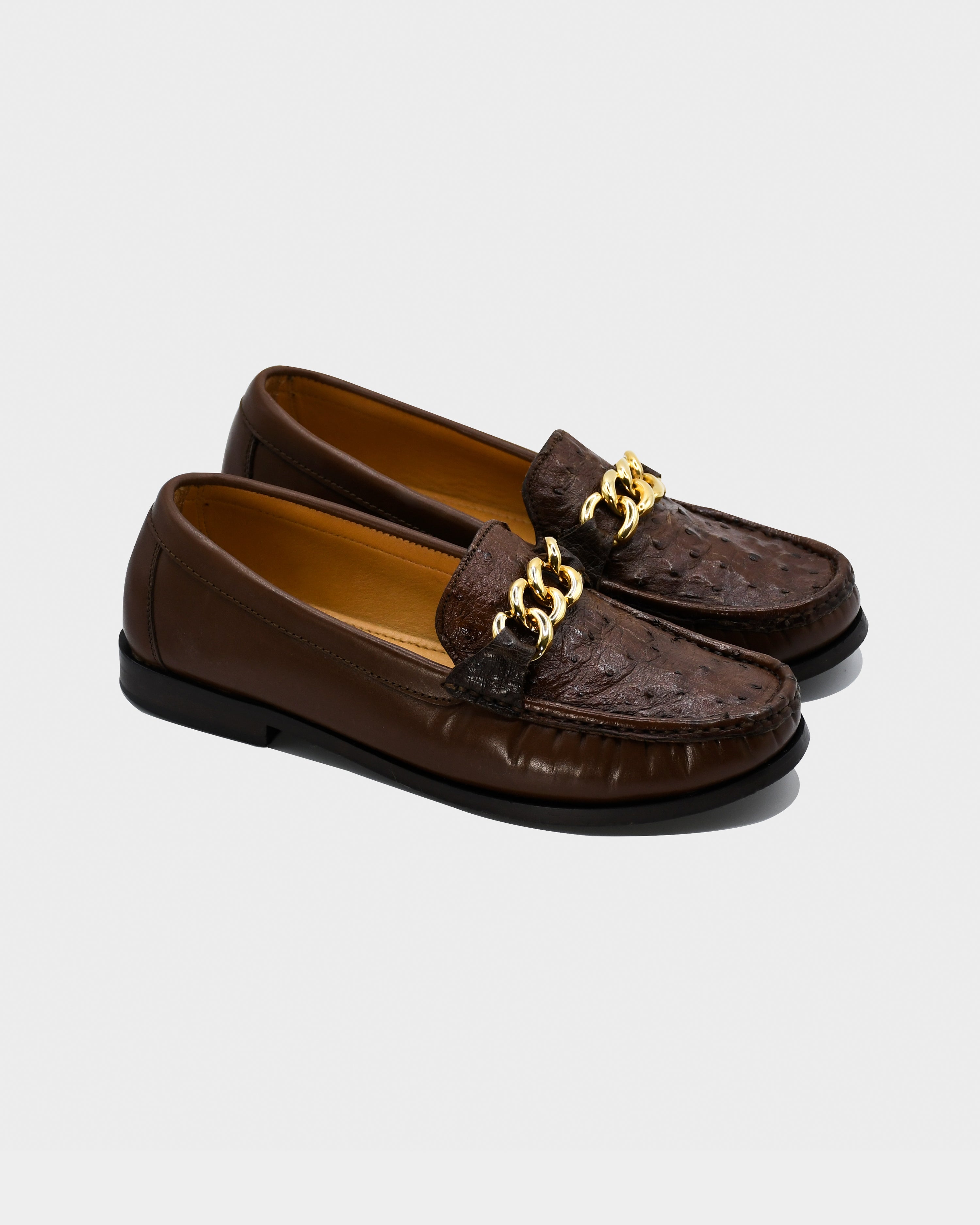 Mocasín Dama en piel con Avestruz- GRECIA