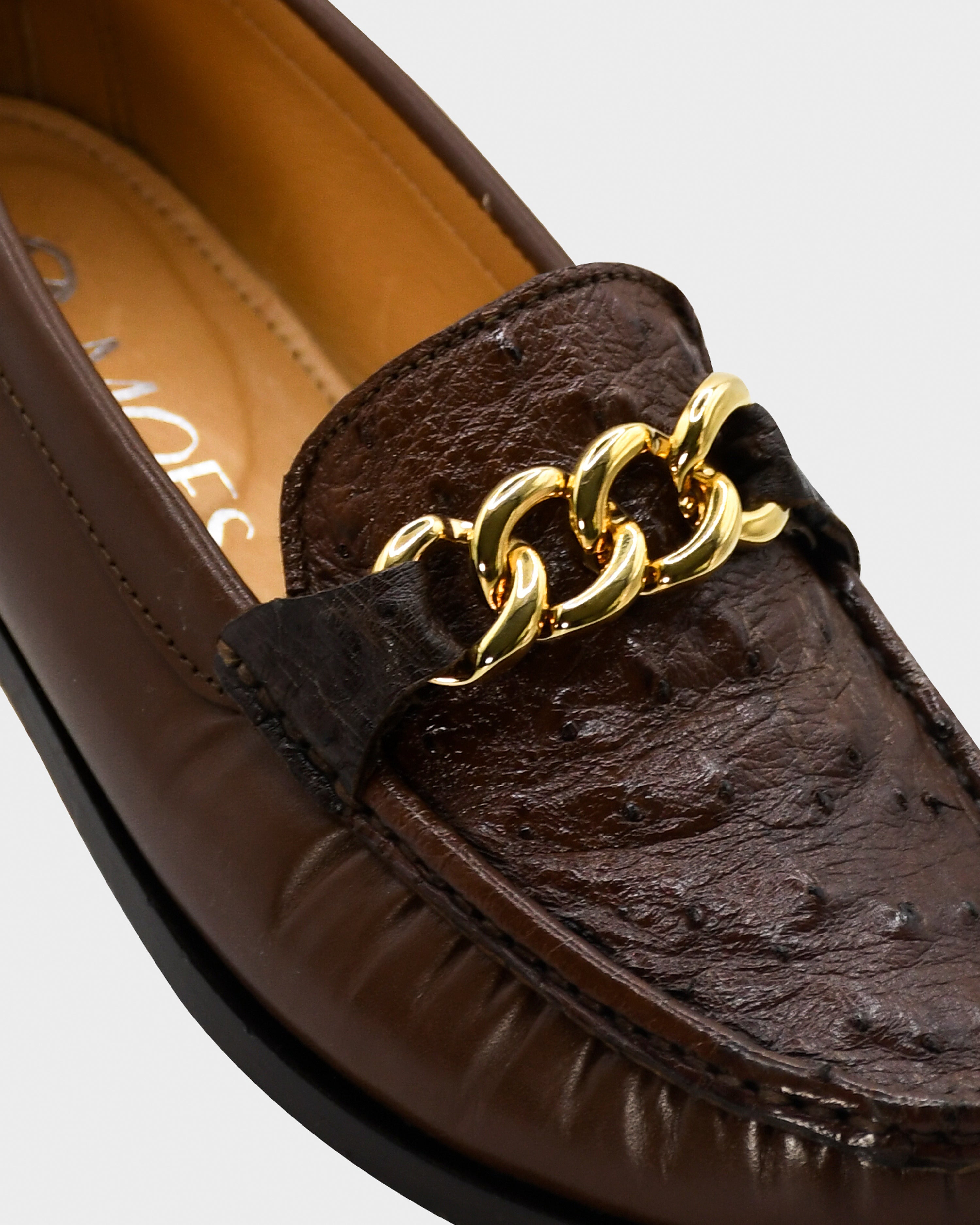 Mocasín Dama en piel con Avestruz- GRECIA