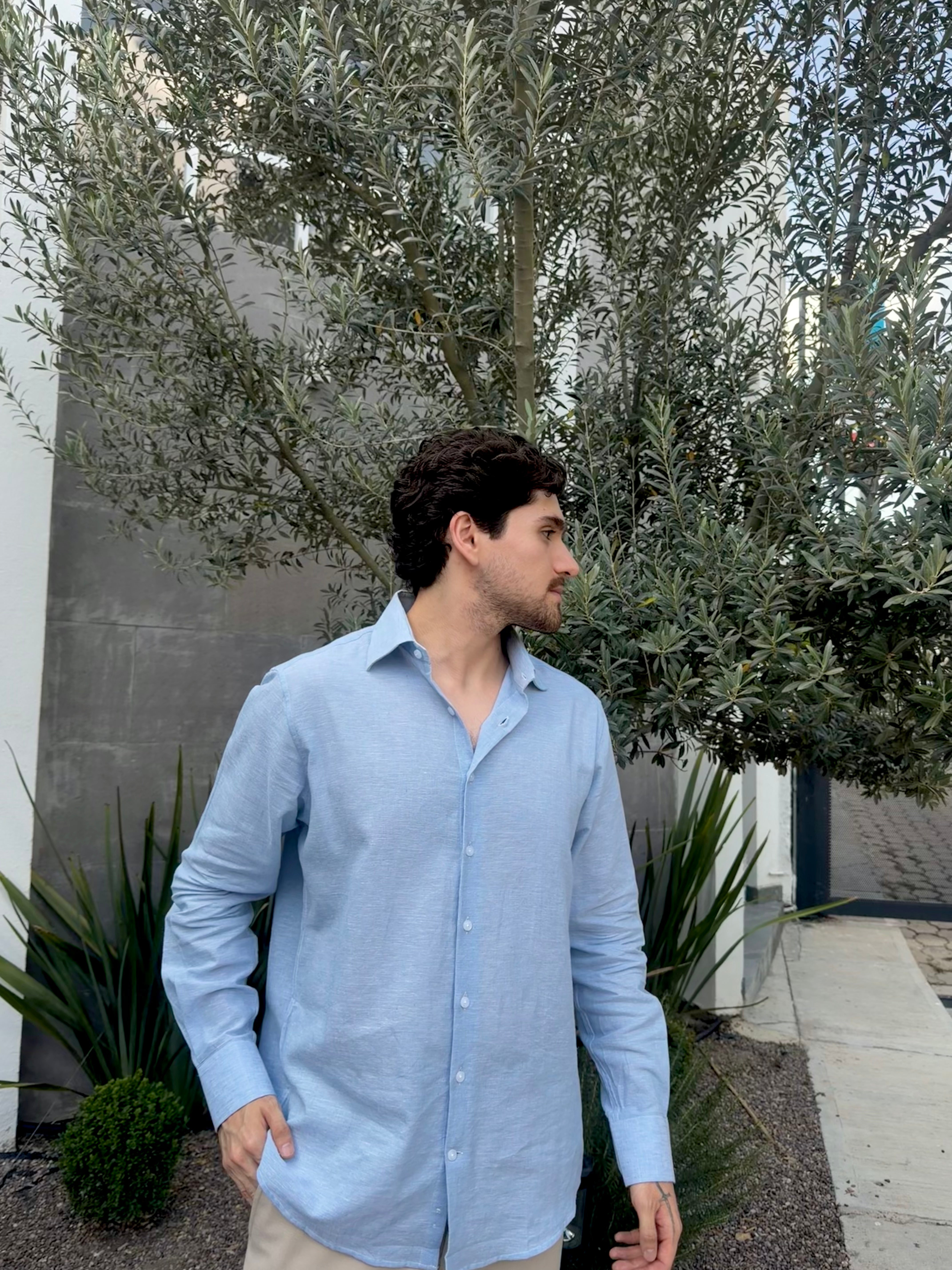 Camisa lino Azul cielo