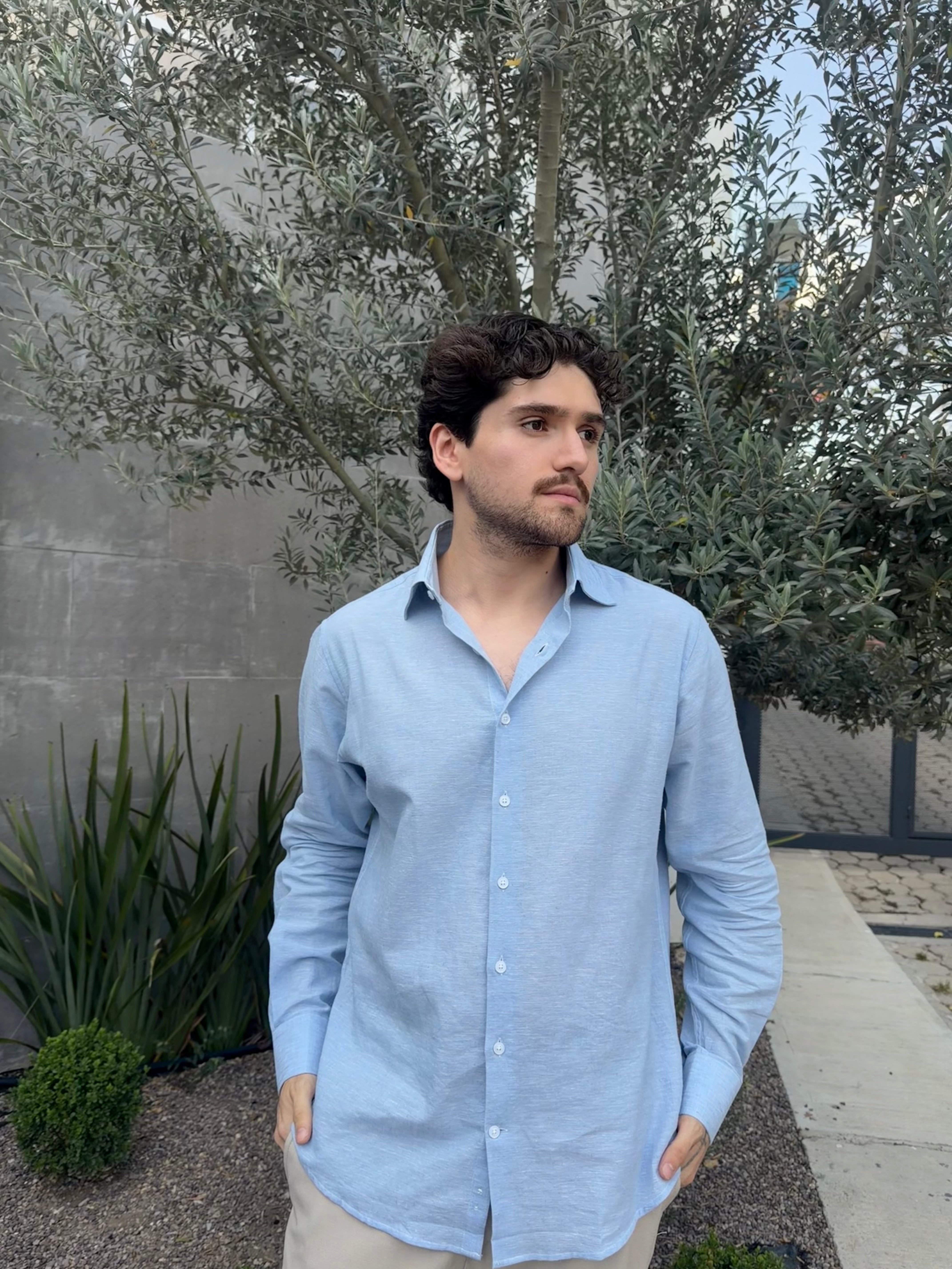 Camisa lino Azul cielo