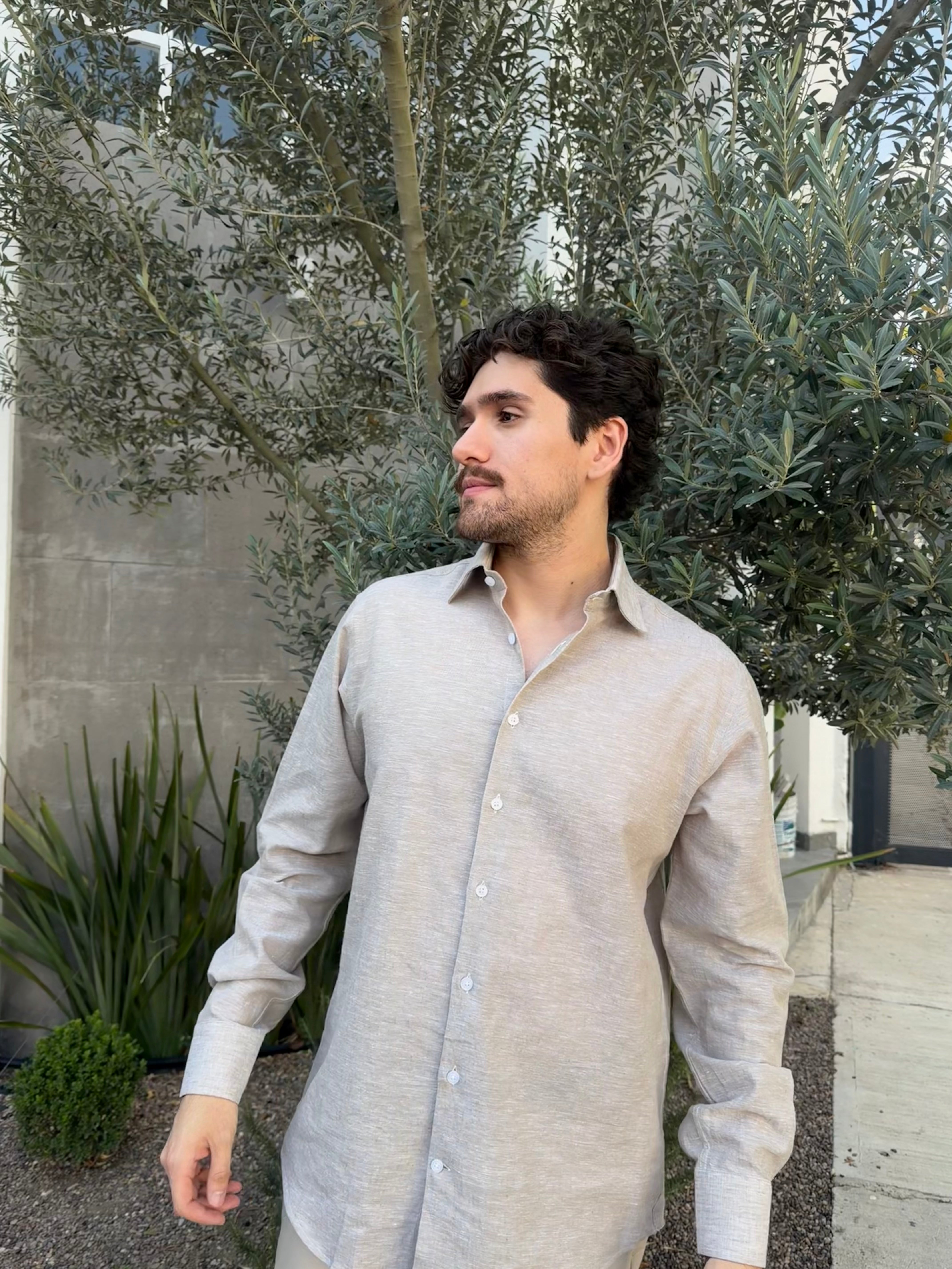 Camisa lino beige