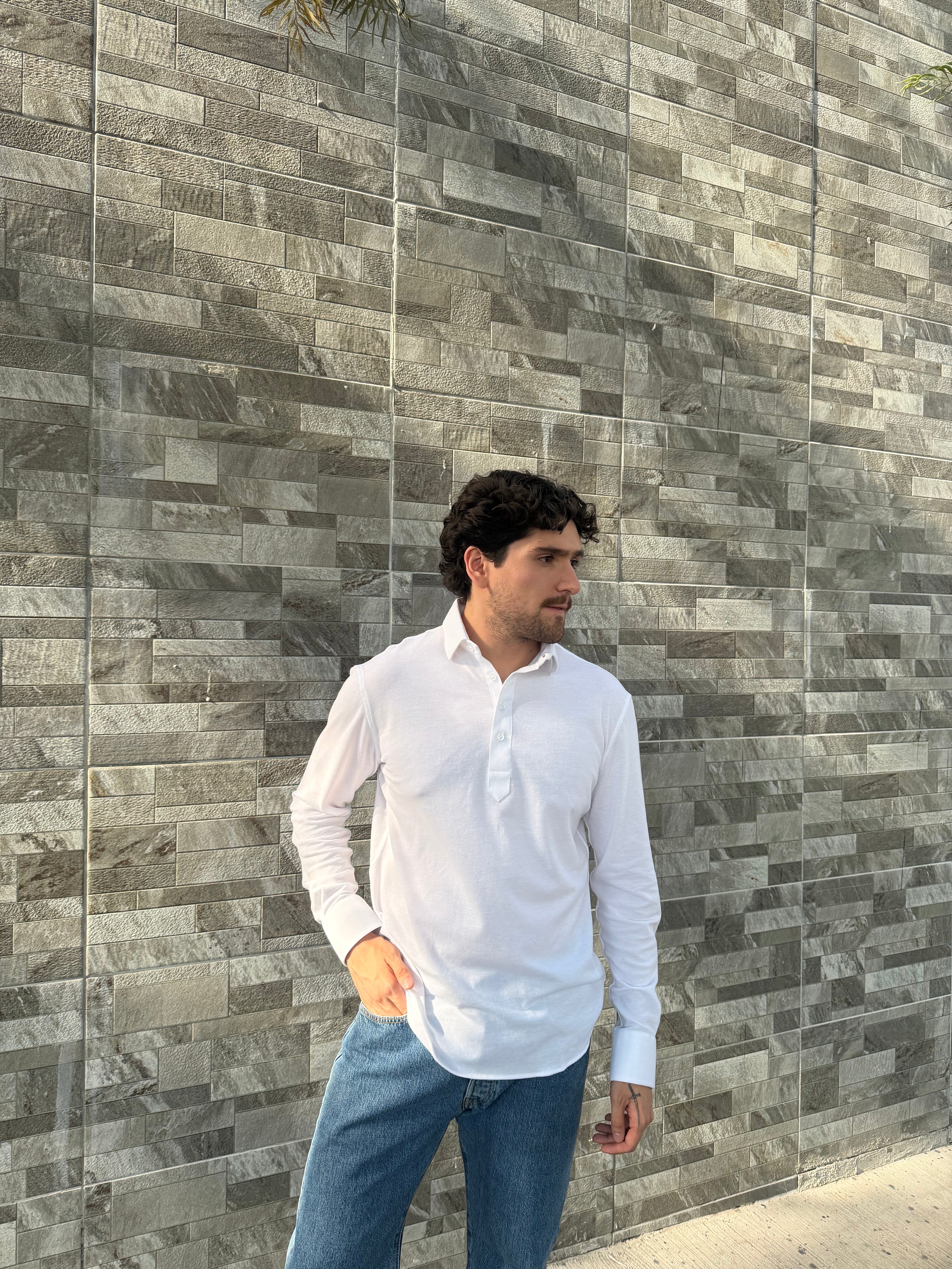 Polo manga larga blanca