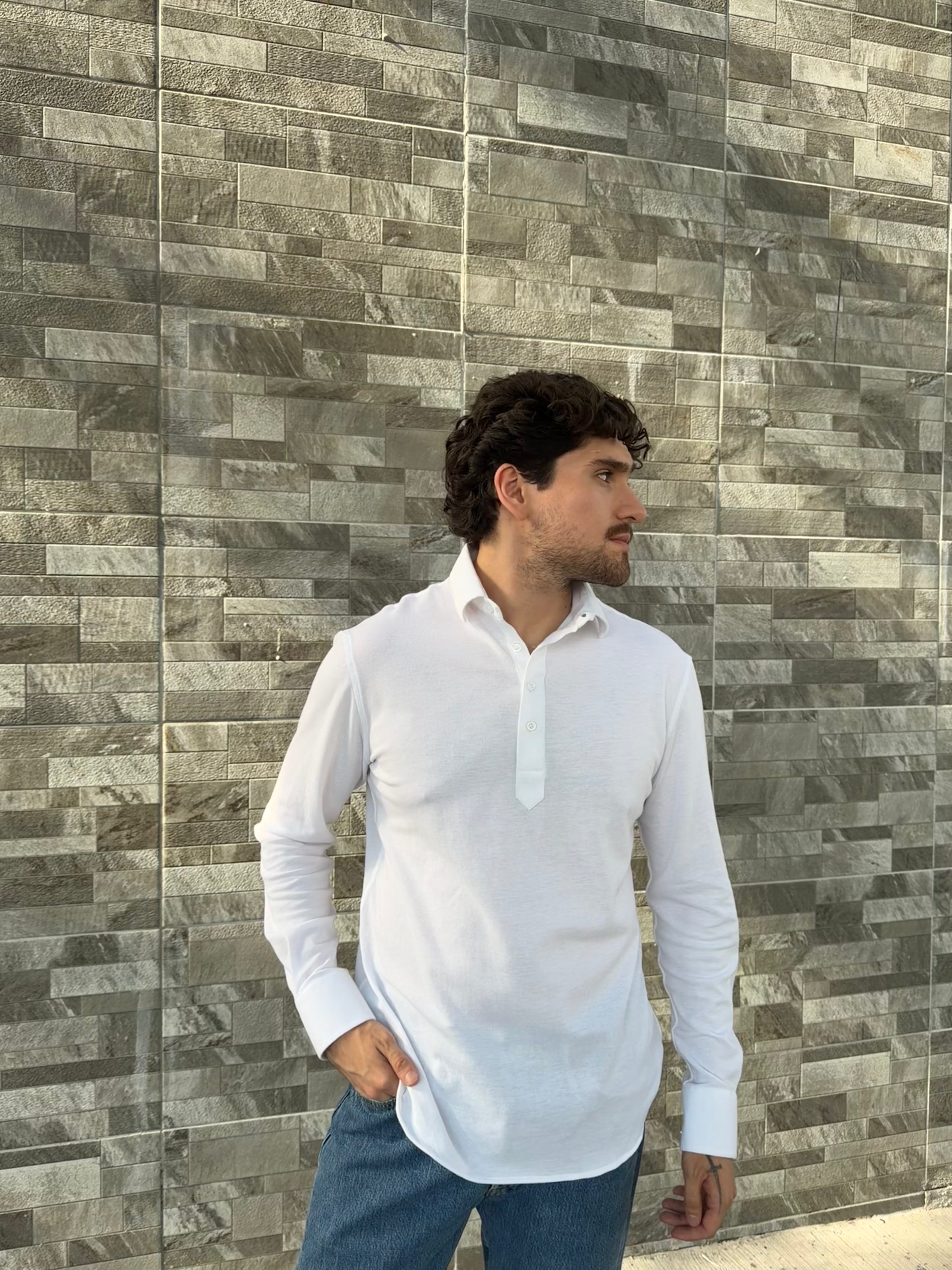 Polo manga larga blanca