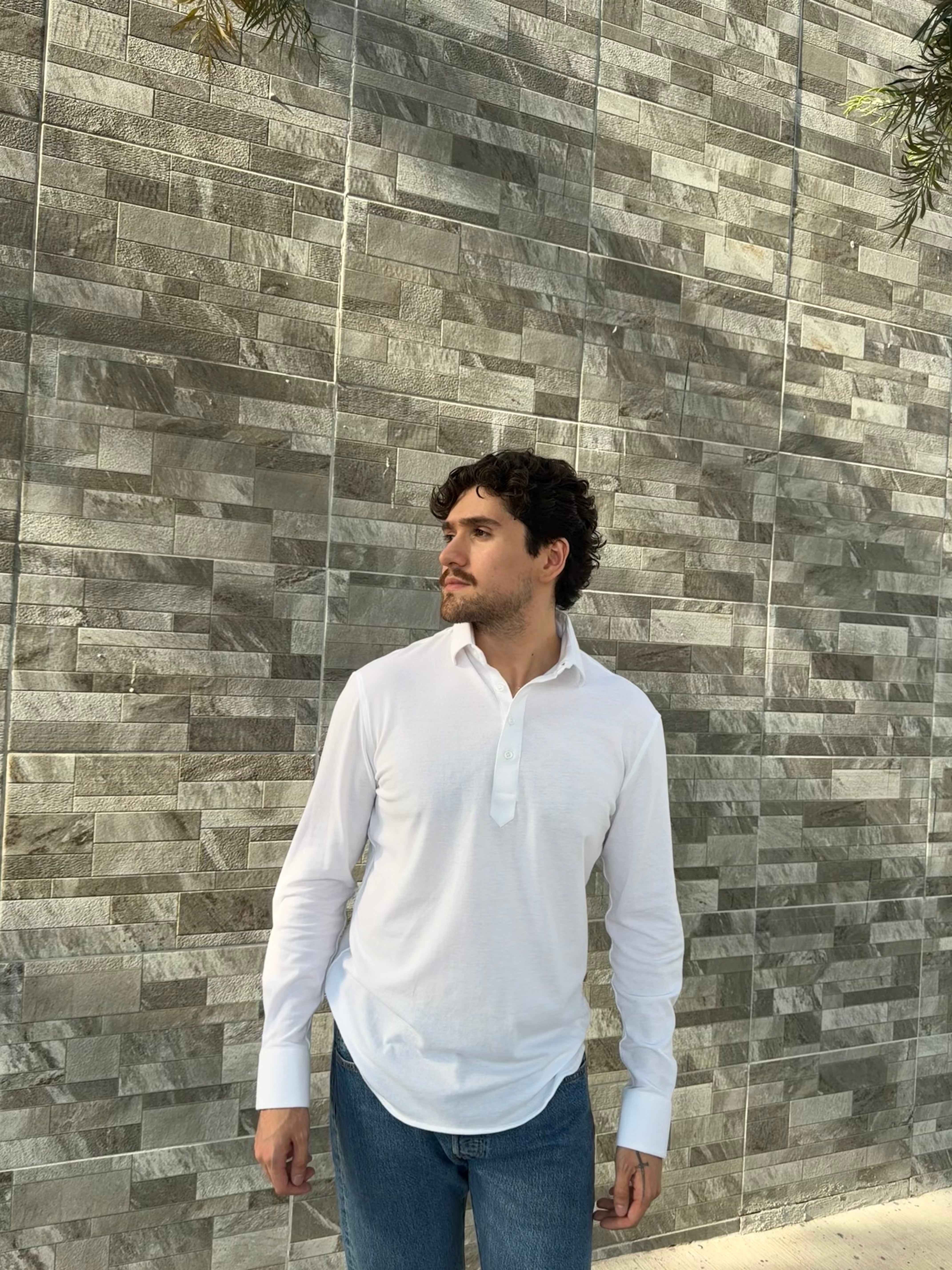 Polo manga larga blanca